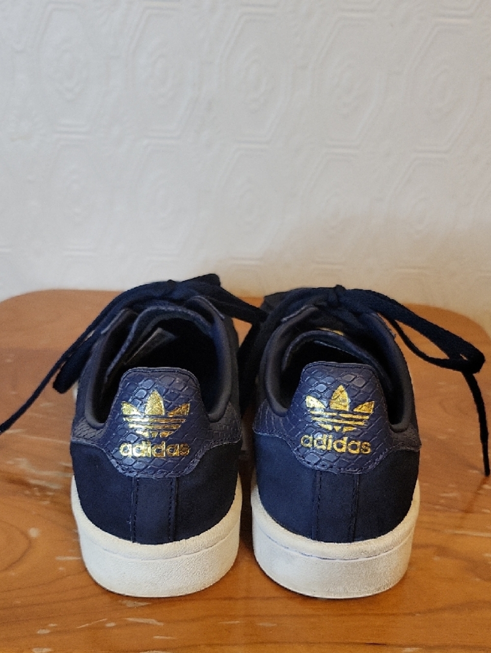adidas Campus Sneakers - Navy Suede Gold Branding Size US 6.5 - Picture 3 of 10
